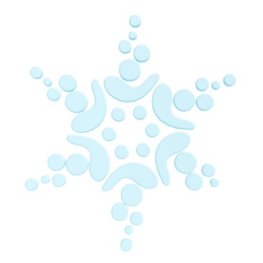 Beyaz arka planda Noel 'in mavi kış ikonu kar tanesinin 3 boyutlu resmi. Parlak bir yüzey. Web tasarımı ve tebrik kartı için Mutlu Yeni Yıl Dekorasyonu Tatil Ögesi.