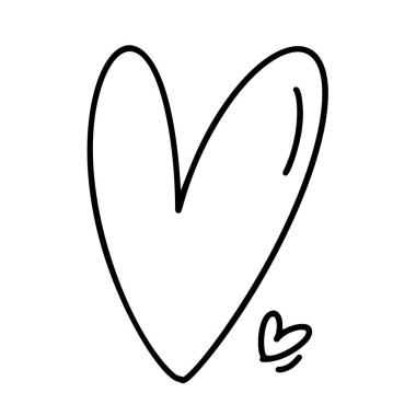 El çizimi aşk kalp vektör çizgisi çizimi. Siyah özet. Sevgililer Günü bayrağı için Monoline Elemanı, poster, düğün kartı.