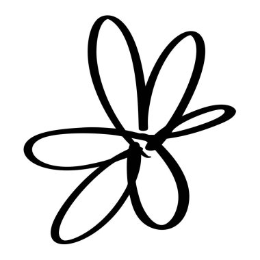 El çizimi çiçek ikonu. Sevgililer Günü tebrik kartı için karalama stili tasarım elementinde basit siyah ana hatlı vektör illüstrasyon klip sanatı, düğün davetiyesi.