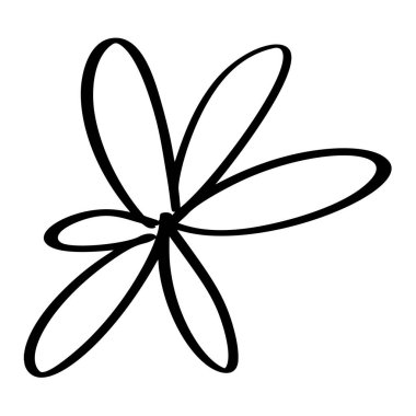 El çizimi çiçek ikonu. Sevgililer Günü tebrik kartı için karalama stili tasarım elementinde basit siyah ana hatlı vektör illüstrasyon klip sanatı, düğün davetiyesi.