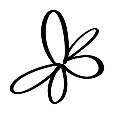 El çizimi çiçek ikonu. Sevgililer Günü tebrik kartı için karalama stili tasarım elementinde basit siyah ana hatlı vektör illüstrasyon klip sanatı, düğün davetiyesi.