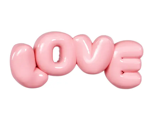 Love Realistic Pink Text Balloon White Background Happy Valentines Day — ストック写真