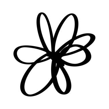 Siyah el çizilmiş basit bir çiçek. Romantik unsurları severim. Mürekkep vektör çizimi. Sevgililer Günü tebrik kartı ve düğün davetiyesi için tasarım ögesi.