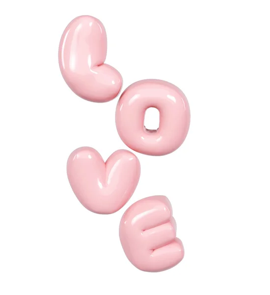 Love Realistic Pink Text Balloon White Background Happy Valentines Day — Fotografia de Stock