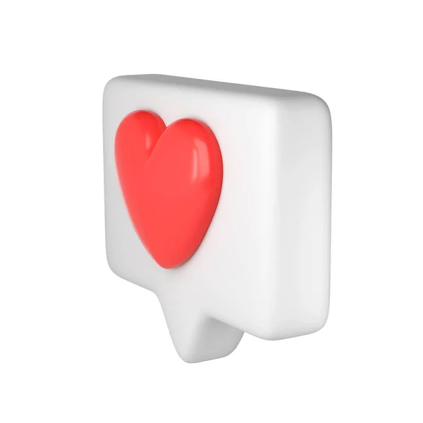 stock image 3D white frame with heart and love emoji. Social media online platform concept icon, online communication on application. For Valentine day, Mother day, Women day, wedding, sticker, greeting card