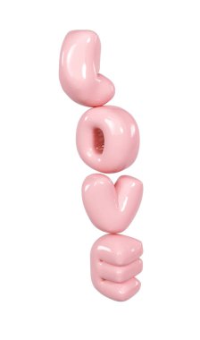 Sevgililer günü için beyaz zemin üzerinde 3D gerçekçi pembe metin balonu, kadınlar için bayram günü, flört daveti, düğün veya evlilik tebrik kartı tasarımı romantik uçma.