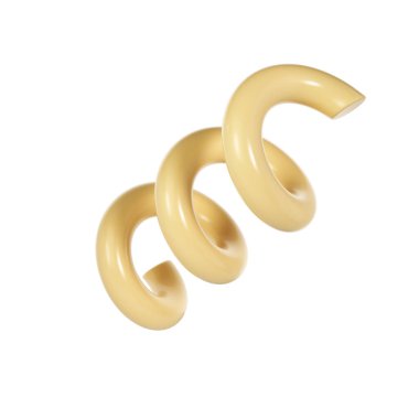 3d Spiral eğri çizgi dekoratif Noel elementi bej rengi. Plastik karikatür tarzında gerçekçi bir tasarım. Beyaz kış arka planında izole edilmiş.