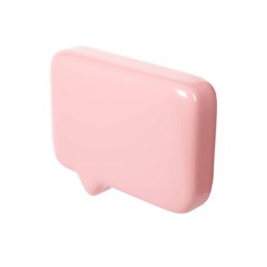 3 boyutlu pembe yazı kabarcığı çerçevesi. Sosyal medya çevrimiçi platform konsept simgesi, uygulama üzerinde iletişim. Sevgililer Günü için web tasarımı, düğün, çıkartma, tebrik kartı.