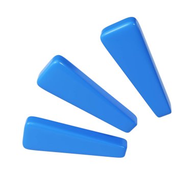 Noel kışının 3D elementi. Dekoratif mavi renk gibi üç sıra. Beyaz arkaplanda izole edilmiş plastik karikatür biçiminde gerçekçi tasarım.