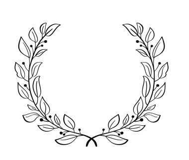 Siyah el çizilmiş defne çelengi çerçeve sertifikası. Bir ödül, başarı, sermaye, logo tasviri. Vektör illüstrasyonu.