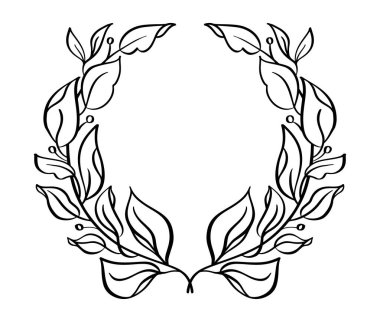 Kara El defne çelengi heraldik çerçeve çizdi. Bir ödül, başarı, sermaye, logo tasviri. Vektör illüstrasyonu.