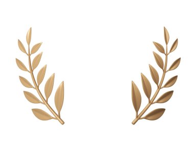 3D altın defne çelengi çerçevesi metin için yerleştirilmiş. Ödül, ödül, şampiyon zafer konsepti.