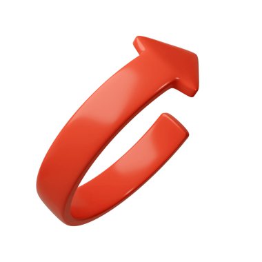 Kırmızı 3d çember okları yukarı doğru. Web düğmesi, arayüz ve navigasyon tasarımı çizimi için ok işareti veya simgesi.
