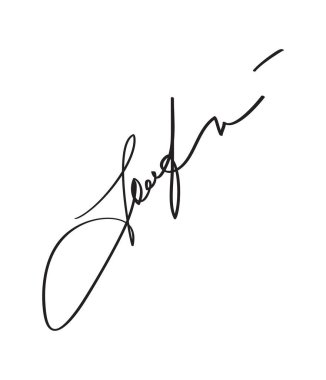 Beyaz arka planda belgeler için imza. El çizimi iş kaligrafisi harf vektör illüstrasyonu.