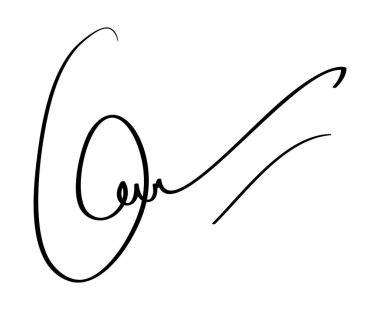 Beyaz arka planda belgeler için imza. El çizimi iş kaligrafisi harf vektör illüstrasyonu.