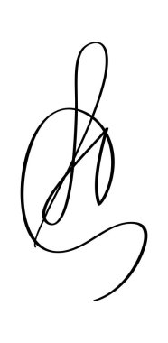 Beyaz arka planda belgeler için imza. El çizimi iş kaligrafisi harf vektör illüstrasyonu.