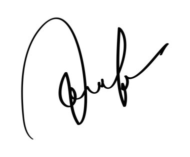 Beyaz arka planda belgeler için imza. El çizimi iş kaligrafisi harf vektör illüstrasyonu.