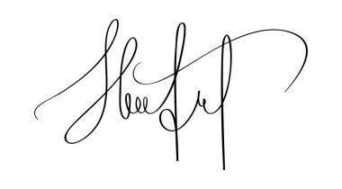 Beyaz arka planda belgeler için imza. El çizimi iş kaligrafisi harf vektör illüstrasyonu.