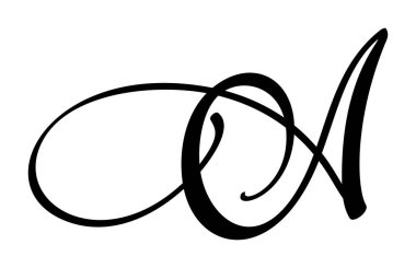 El çizimi vektör harfi A. Betik yazı tipi. El yazısı fırça biçimi.