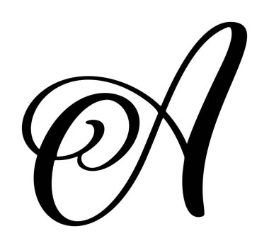 El çizimi vektör harfi A. Betik yazı tipi. El yazısı fırça biçimi.