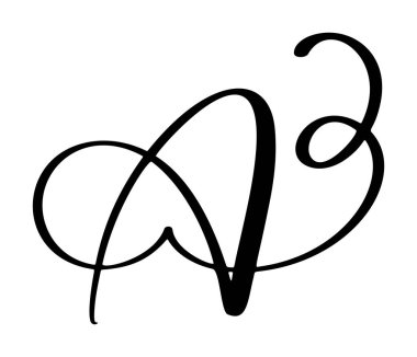 El çizimi vektör harfi A. Betik yazı tipi. El yazısı fırça biçimi.