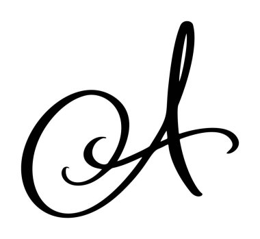 El çizimi vektör harfi A. Betik yazı tipi. El yazısı fırça biçimi.