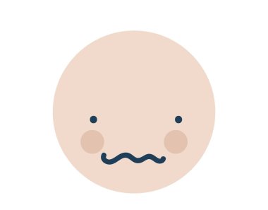 Bej rengi aptal Emoji Icon. Nesne Sembol Düz Vektör Sanatı. Web tasarımı, poster, tebrik kartı için çizgi film ögesi.