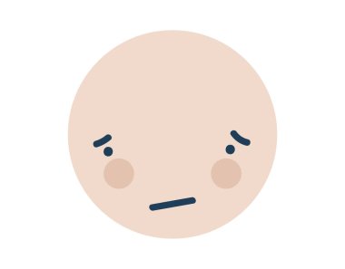 Bej rengi Emoji Icon 'un yanında utanç verici. Nesne Sembol Düz Vektör Sanatı. Web tasarımı, poster, tebrik kartı için çizgi film ögesi.