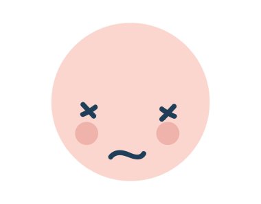 Emoji Icon 'da pembe yorgun. Nesne Sembol Düz Vektör Sanatı. Web tasarımı, poster, tebrik kartı için çizgi film ögesi.