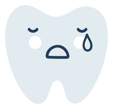 Gri dişli Emoji Icon. Sevimli diş karakteri. Obje Tıbbi Sembol Düz Vektör Sanatı. Diş sağlığı kliniği tasarımı için çizgi film ögesi, poster.