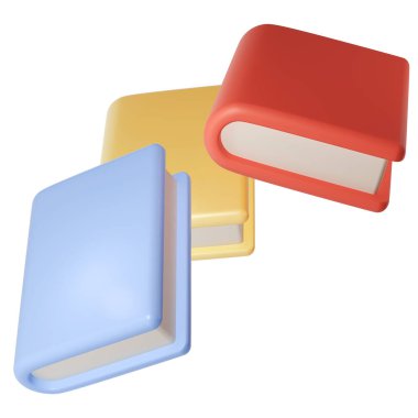 3D uçan kitaplar mezuniyet ikonu. Eğitim ya da İş Edebiyatı Hazırla. E-kitap, Ansiklopedi, Ders Kitabı Çizimi.