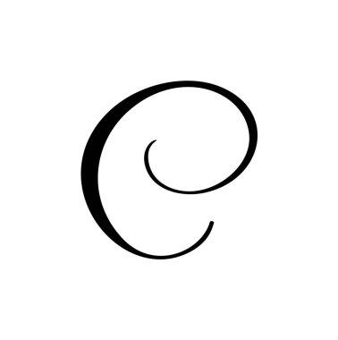 El çizimi vektör kaligrafi harfi C. Betik yazı tipi logosu. El yazısı fırça biçimi gelişir.