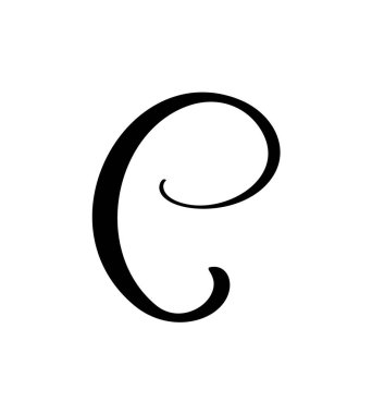 Vektör el yazısı C harfi logosu çizdi. Betik yazı tipi. El yazısı fırça biçimi.