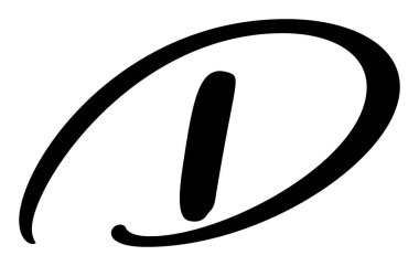 El çizimi vektör hat harfi D. Betik yazı tipi logosu. El yazısı fırça biçimi gelişir.