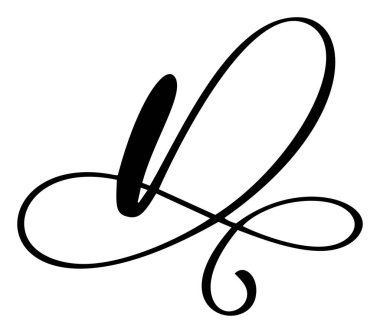 Vektör el yazısı çizimi D harfi logosu. Betik yazı tipi. El yazısı fırça biçimi.