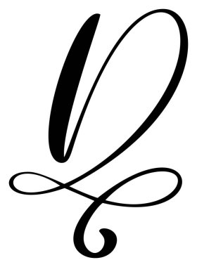 El çizimi vektör hat harfi D. Betik yazı tipi logosu. El yazısı fırça biçimi gelişir.