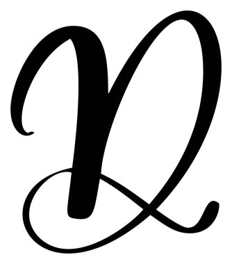 El çizimi vektör hat harfi D. Betik yazı tipi logosu. El yazısı fırça biçimi gelişir.