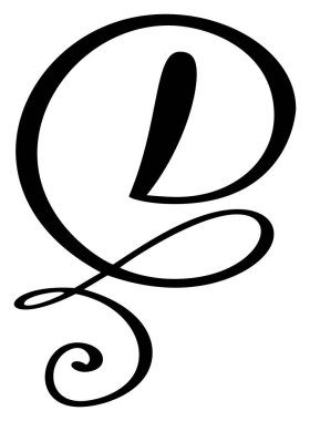Vektör el yazısı D harfi çizilmiş yazı tipi simgesi. El yazısı fırça biçimi.