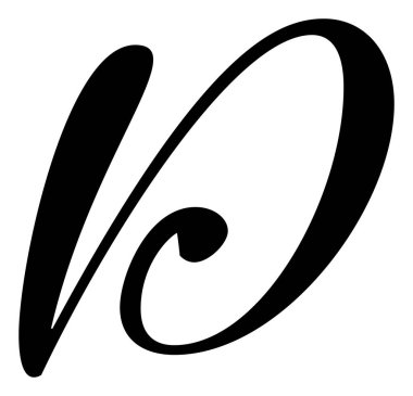 El çizimi vektör hat harfi D. Betik yazı tipi logosu. El yazısı fırça biçimi gelişir.
