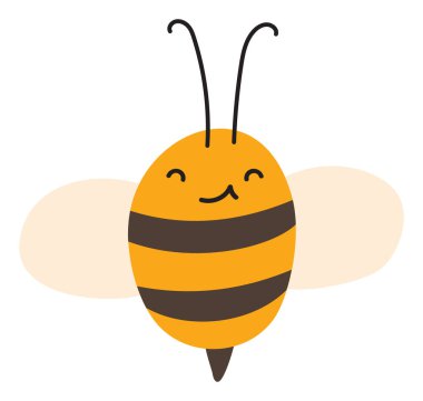 Uç utangaç Bee Emoji Icon. Sevimli çocuk karakteri. Nesne Yazı Sembol Düz Vektör Bal Sanatı. Web ya da tipografik tasarım için çizgi film ögesi, poster.