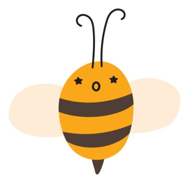 Endişeli Bee Emoji Icon 'u uçur. Sevimli çocuk karakteri. Nesne Yazı Sembol Düz Vektör Bal Sanatı. Web ya da tipografik tasarım için çizgi film ögesi, poster.