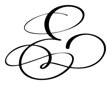 Vektör el yazısı E. Betik yazı tipi simgesi çizilmiş. El yazısı fırça biçimi.