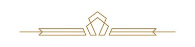 Art deco vektör satır ayırıcısı. Dekoratif iş unsuru, tebrik kartı ve davetiye için tatil sınırı yatay çizgi şekil simgesi. tasarım çizimi.