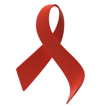 1 Aralık 'ta Dünya AIDS Günü. 3D kırmızı kurdele. Poster, afiş, tişört illüstrasyonu için Aids Bilinç simgesi tasarımı.