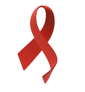 1 Aralık 'ta Dünya AIDS Günü. 3D kırmızı kurdele. Poster, afiş, tişört illüstrasyonu için Aids Bilinç simgesi tasarımı.
