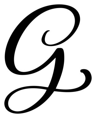 El çizimi vektör hat harfi G. Betik yazı tipi logosu. El yazısı fırça biçimi gelişir.