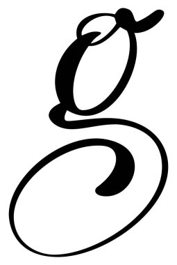 Vektör el yazısı G harfi logosu çizdi. Betik yazı tipi. El yazısı fırça biçimi.