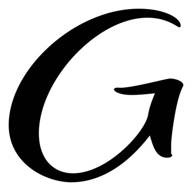 Vektör el yazısı G harfi çizilmiş yazı tipi logosu simgesi. El yazısı fırça biçimi.