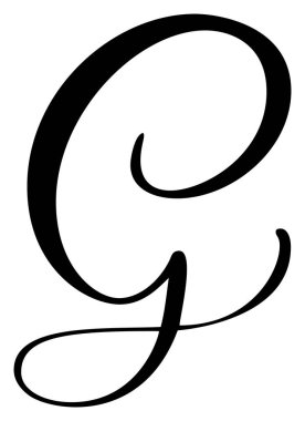 Vektör el yazısı G harfi çizilmiş yazı tipi logosu simgesi. El yazısı fırça biçimi.