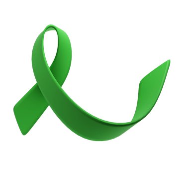 Yeşil kurdele karaciğer kanseri farkındalığı sembolü. Skolyoz farkındalık günü. 26 Haziran. Pankart, poster, kart ve arkaplan tasarımı için yıllık sağlık farkındalığı kavramı.